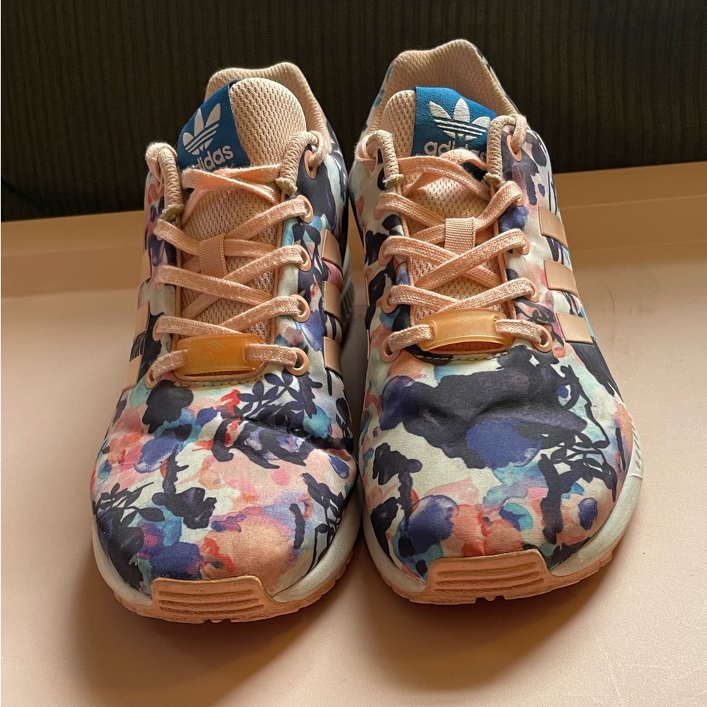 Adidas Torsion ZX FLUX Ortholite Pink PEACH Floral Running Shoes Size 5.5 Womens